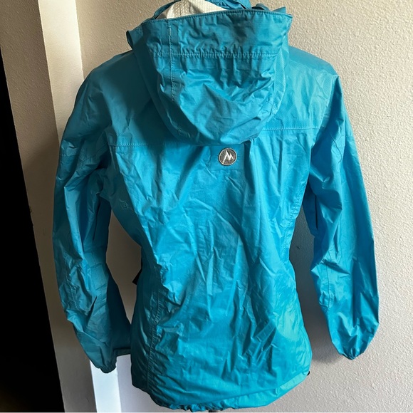 Marmot jacket water resistant sz small with hood blue good condition - Picture 2 of 3